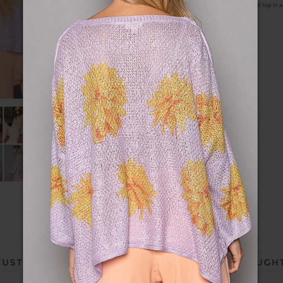 NWOT POL Floral Lightweight Knit Women's Sweater Oversized Small - Picture 4 of 7